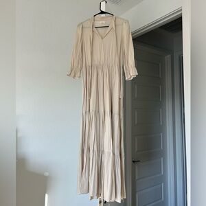 Roolee Cream Long Sleeve Maxi Dress